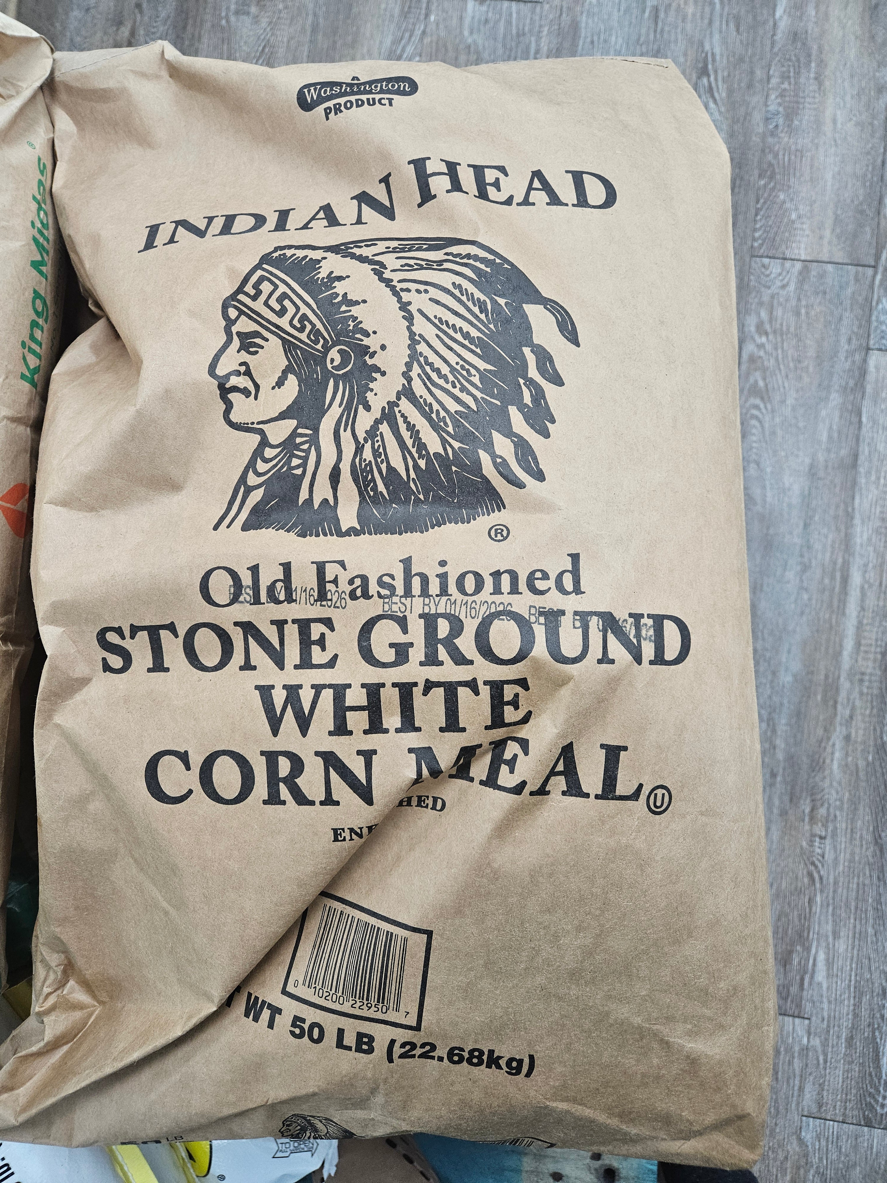 INDIAN HEAD WHITE CORN MEAL(5OLBS)