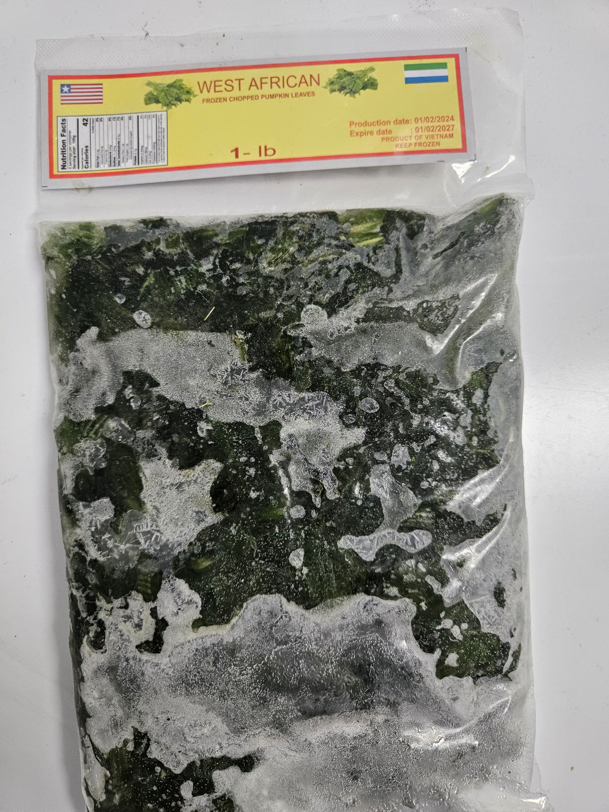 WEST AFRICAN FROZEN CHOPPED PUMPKIN LEAVES/UGU(1LB)