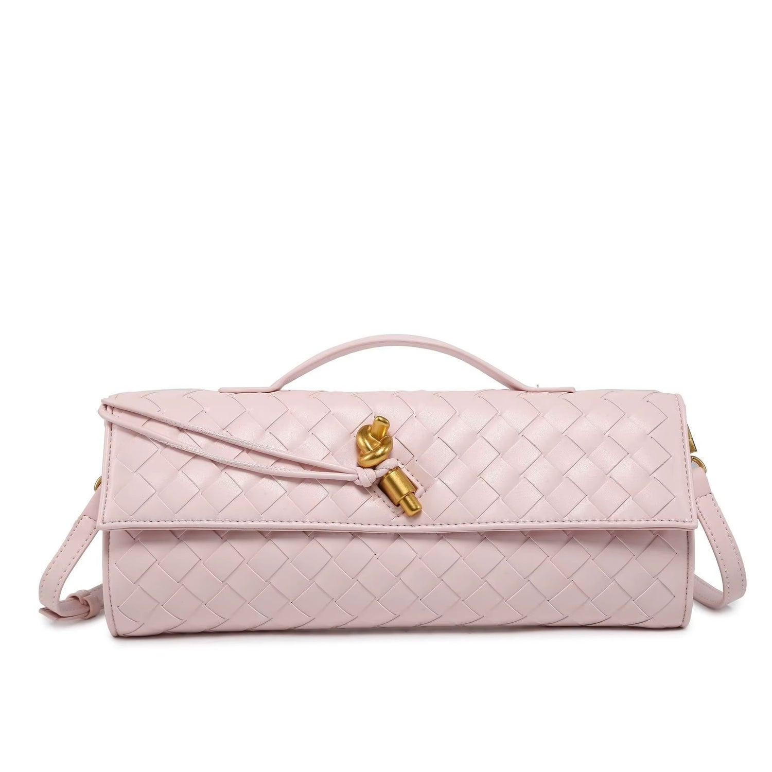 2025 New Trendy Woven Long Clutch with shoulder strap bag luxury women bag(Pink)